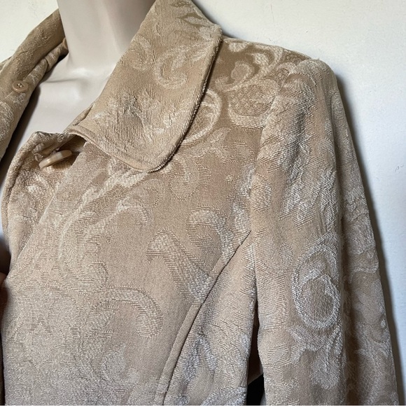 Vintage y2k tan tapestry jacquard pea coat (bag12) - Picture 10 of 10